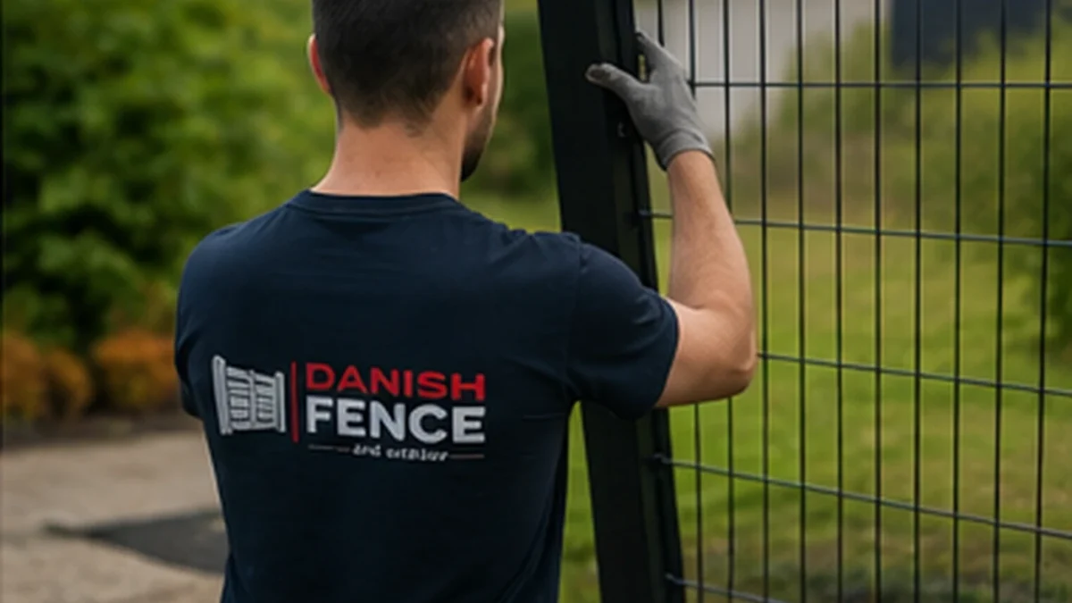 Danish Fence montør opsætter hegnsstolpe